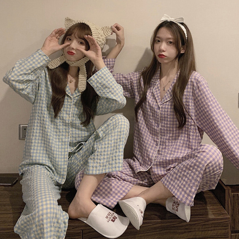 3105睡衣女春秋季2020新款潮外穿情侶裝家居服套裝洋氣兩件套ins日系