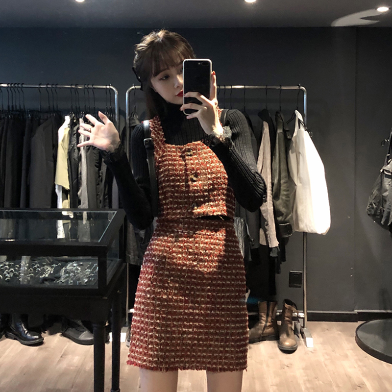 秋冬2020新款甜辣風短款修身顯瘦chic外搭洋氣背心馬甲女時尚套裝